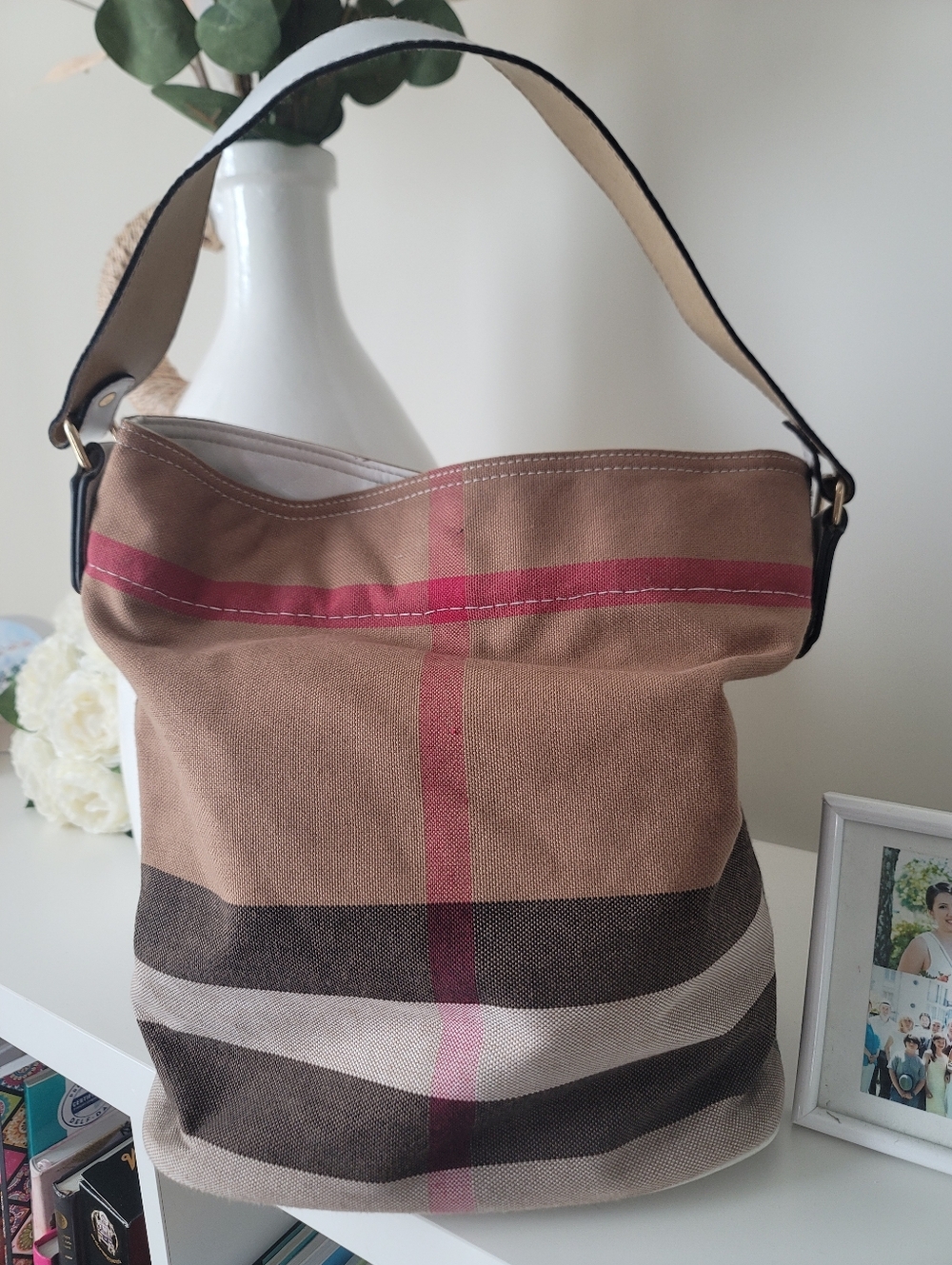 Burberry Multicolor Sussana Check Print Canvas Bucket Bag